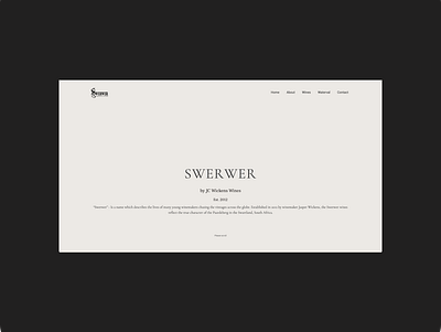 Swerwer Wines Landing Page elegant minimal south africa ui uidesign web design winery