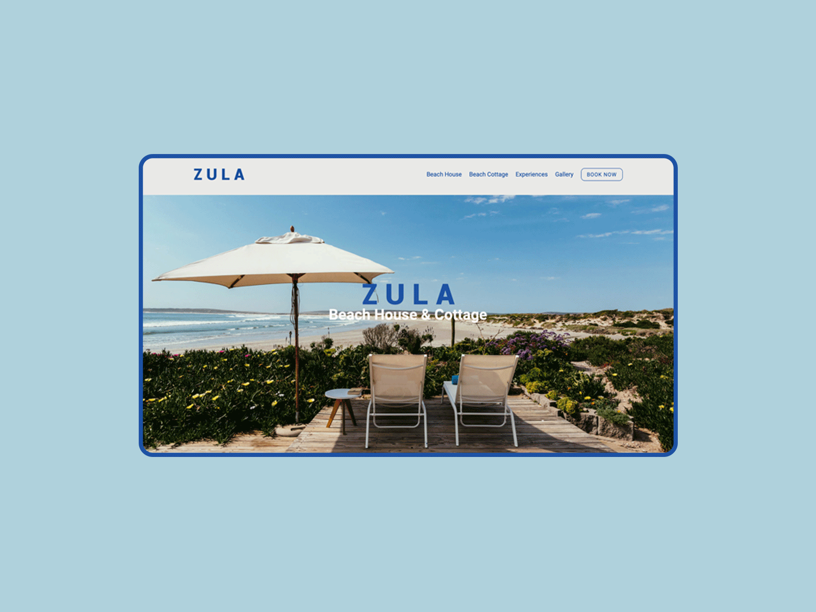 Zula Beach House Web Design branding design elegant guest house hotel minimal south africa ui ux web design