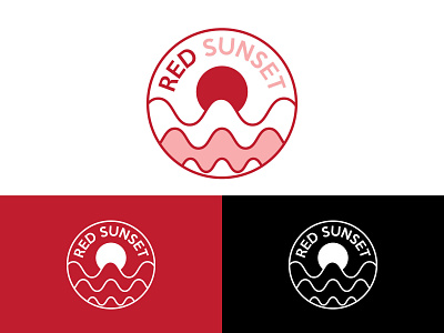 Red Sunset Logo golden ratio logo design minimalistic solid color