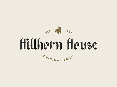 Hillhorn House Logo blackletter font branding calligraphy illustration logo design vintage font vintage logo