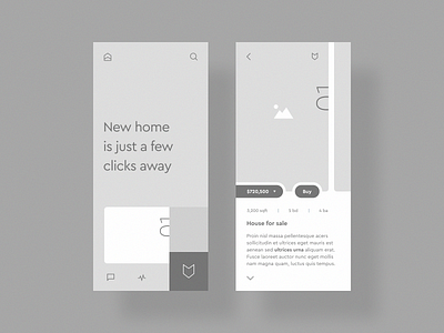 Real Estate App - Wireframe app app design exercise inteface mobile process prototype template ui ux vector wireframe