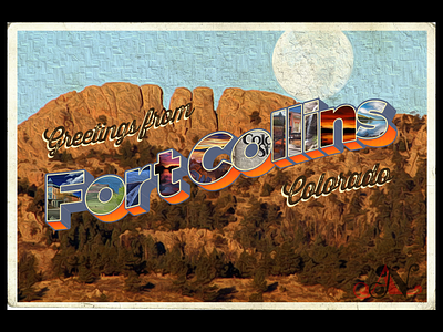 Greetings illustrator photoshop postcard design typography vintage postcard