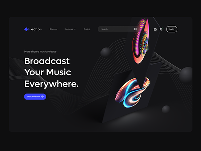Echoo - Broadcast Your Music Everywhere app campaign monitor concept design dark landingspage light music playground tool ui ux