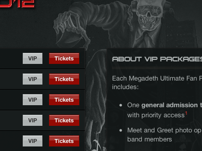 Events Listing background buttons foundation gigantour list megadeth metal music perch