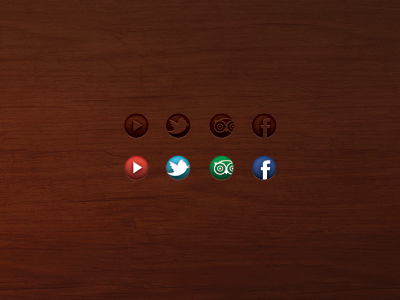 Wood cut social icons w/ hover state cut facebook icons social texture tripadvisor twitter wood youtube