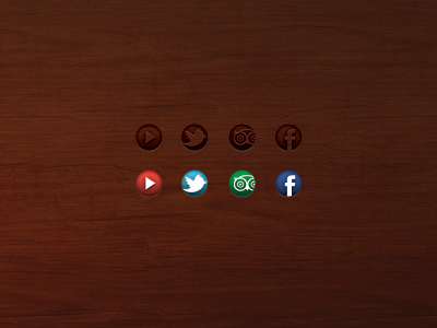 Wood cut social icons w/ hover state