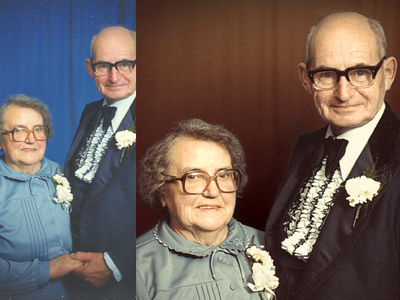 Retouch before and after - Nan & Granda grandparents retouch