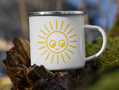 Enamel Mug Sun adobe character characters cute enamel mug etsy etsy shop faces graphic icon mug vector