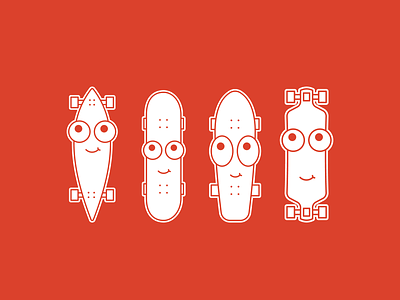 Skateboards and Longboards adobe adobe illustrator character characters cute design faces icon illustration redbubble