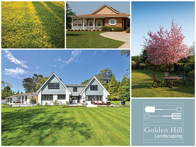 Golden Hill Landscaping Logo and Photos ad adobe advertisement brand branding brochure design graphic graphic design graphic designer graphics landscaping postcards services vector