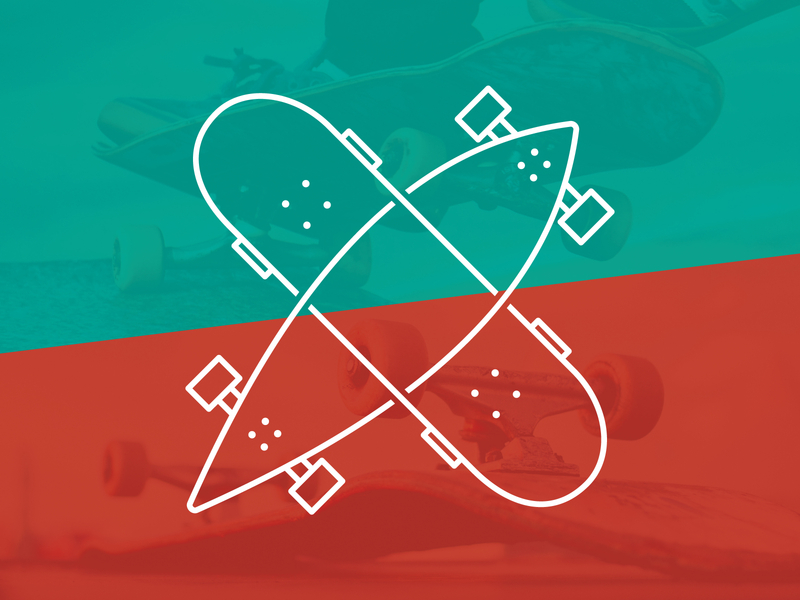 Skateboards Intertwined | Green and Red adobe branding design graphic icon logo skate skateboard skateboarder skateboarding vector