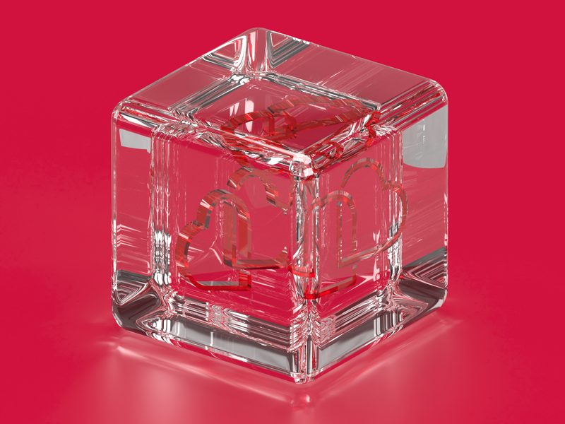 Hearts in Glass Cube 3d 3d art 3d rendering adobe dimension design glass graphic icon illustration illustrator logo vector