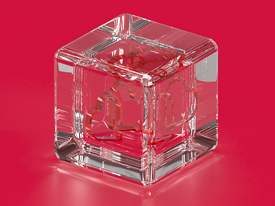 Hearts in Glass Cube