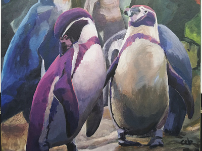 Humboldt Penguins - an acrylic painting