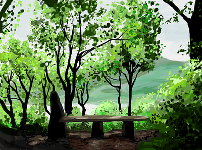 Barmouth bench barmouth digital painting nature illustration