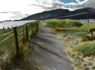 Barmouth Path barmouth coastal digital painting