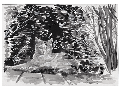 Amy animal animal art cat illustration ink ink painting painting pet art pet portrait