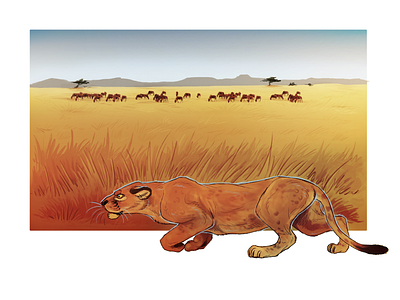 Lioness animal animal art childrens book design digital painting illustration lion lioness photoshop art stylized