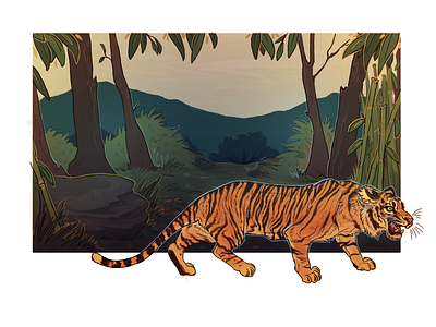 Tiger animal animal art childrens book design digital painting illustration photoshop art stylized tiger