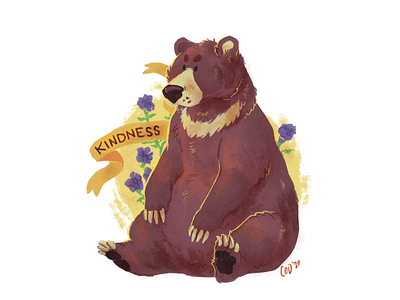 Kindness animal bear design illustration stylized