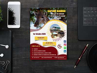Promotional flyer for a safari in Senegal africa animals design designer flyer graphic design safari zoo