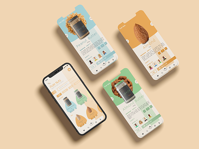 Mobile app for Pure Nuts almond app apps butter design designer food graphic design illustration iphone 13 mobile peanut smatphone ui ux