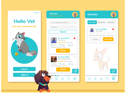 Hello Vet animal animation app cat design designer doctor dog dribbble graphic design idea illustration mobile app pet template ui ux vet