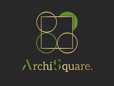 ArchiSquare logo architect architecture branding circle design designer gold graphic design illustration logo logos square typography vector