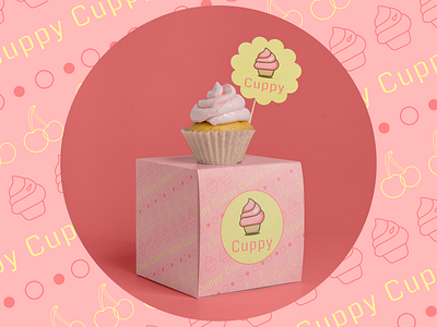 Packaging and pattern Cuppy branding cake cupcake design designer free graphic design illustration logo mockup packaging typography vector