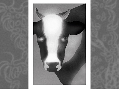 Cow. black and white book design graphic design illustration minimalism procreate