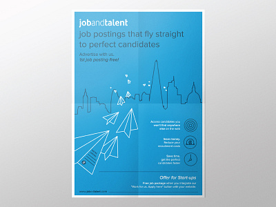 London skyline Poster blue jobandtalent london paper plane poster recruitment silhouette skyline