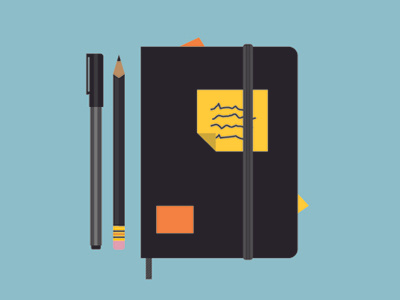 Sketchbook notebook pen pencil post it sketch sketchbook