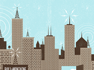 Airwaves airwaves buildings cityscape gig poster illustration ray lamontagne screen print