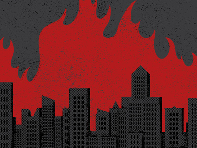 Do As Romans Do flames gigposter illustration minneapolis screenprint skyline