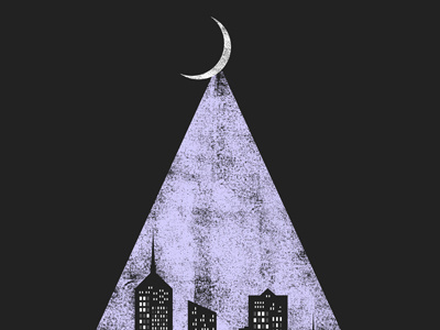Downtown's Lights city downtown gigposter illustration moon screenprint