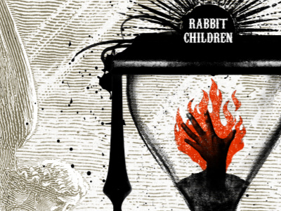 Rabbit Children flame gig poster hand hour glass rabbit children screen print time