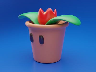 Little Red Flower 3d blender bubbly character plant