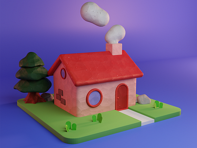 Cartoony Clay House 3d blender bubbly cartoon clay house toon tree