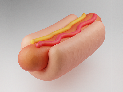 Clay Hotdog 3d blender bubbly clay food graphic design hotdog