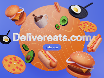 Delivereats.com 3d 3d art blender bubbly burger cartoon clay egg food