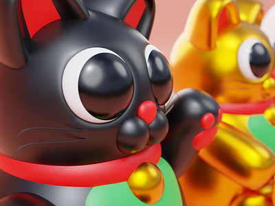 Lucky Cat Detail 3d blender blender3d bubbly cartoon cat character character design lucky cat