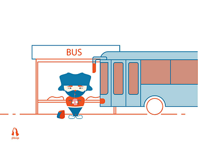 İllustration bus bus stop graphic design i̇llustration i̇llustrator