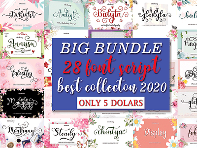 Big Font Bundle Bundles bundle discount font fonts handwritten sale script