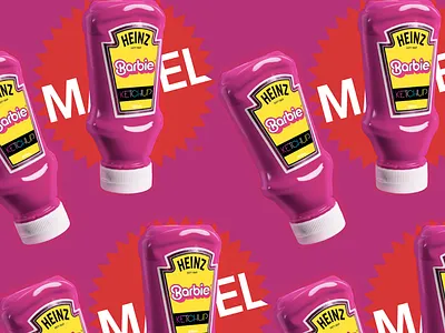 mattel x heinz advertising campaign barbie branding design heinz mattel pink productconcept productdesign