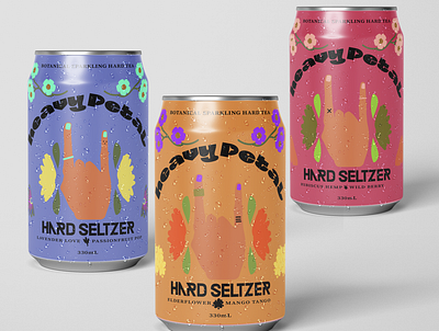 heavypetal HARD SELTZER branding can candesign design drinkbranding energy drink hardseltzer illustration logo logodesign typography