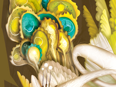 Food Chain / Detail aqua bird brown creature design digital illustration illustrator mythical yellow