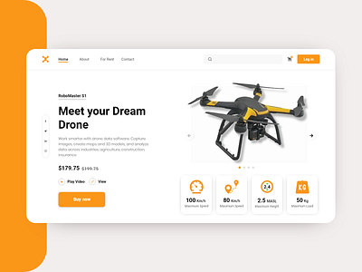 Drone - Header Exploration Design 2020 trend drone branding clean hero area design clean landing page dron header drones header minimal popular design minimal ui trendy uidesign user ux ux website website design