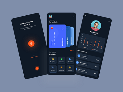Mobile Banking App UI 2020 trend app application application design banking banking app clean ui dark dark ui finance app minimalist mobile app online banking uiux