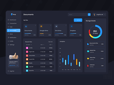 SaaS - File Management Dashboard - Dark admin dashboard analytics app branding chart charts customer list dark dashboard dashboard app dashboard design dashboard ui filter minimal design saas sales analytics sales list table ui ux design web app