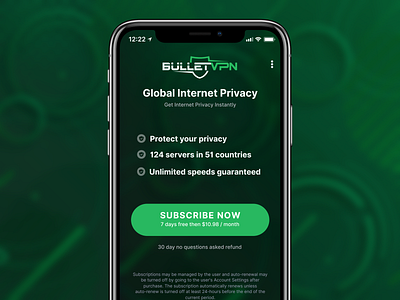 VPN App Trial Page Design